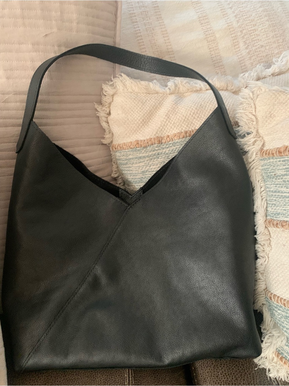 Portland Leather Black Shoulder Hobo Bag OS Naomi - Picture 2 of 3